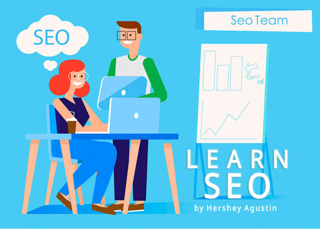 Two people working on laptops discussing SEO strategy – Learn SEO 2025 beginners guide